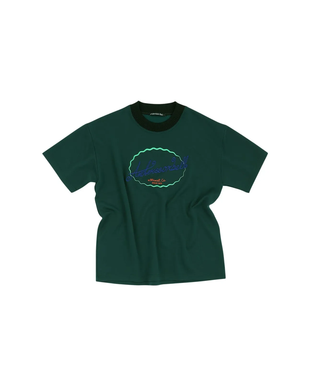 Andersson Bell (Essential) Unisex Logo Embroidery Ponte T-Shirts Atb902U(Green)-Men T-Shirts