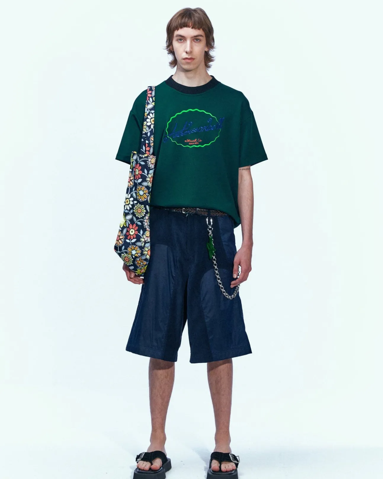 Andersson Bell (Essential) Unisex Logo Embroidery Ponte T-Shirts Atb902U(Green)-Men T-Shirts