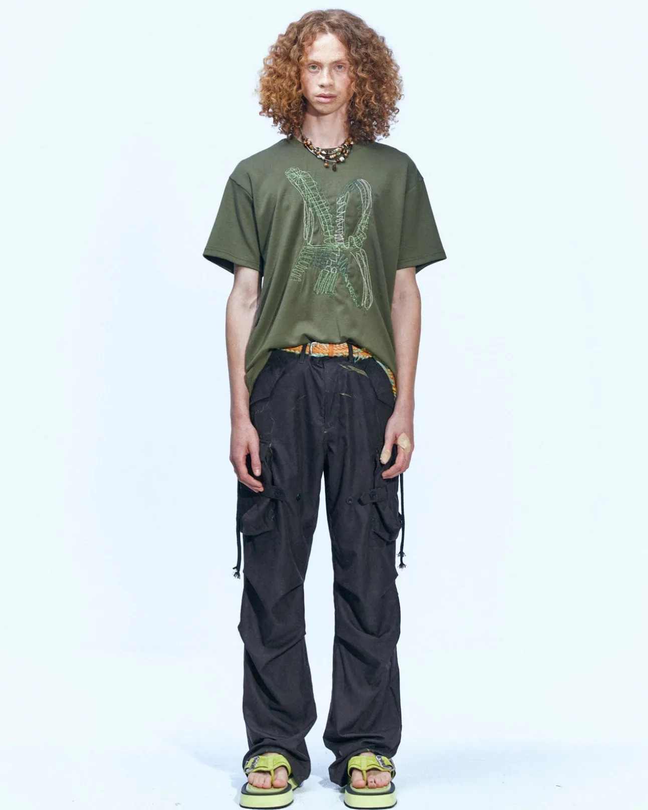 Andersson Bell (Essential) Unisex New Ab Logo Embroidery T-Shirts Atb903U(Khaki)-Men T-Shirts