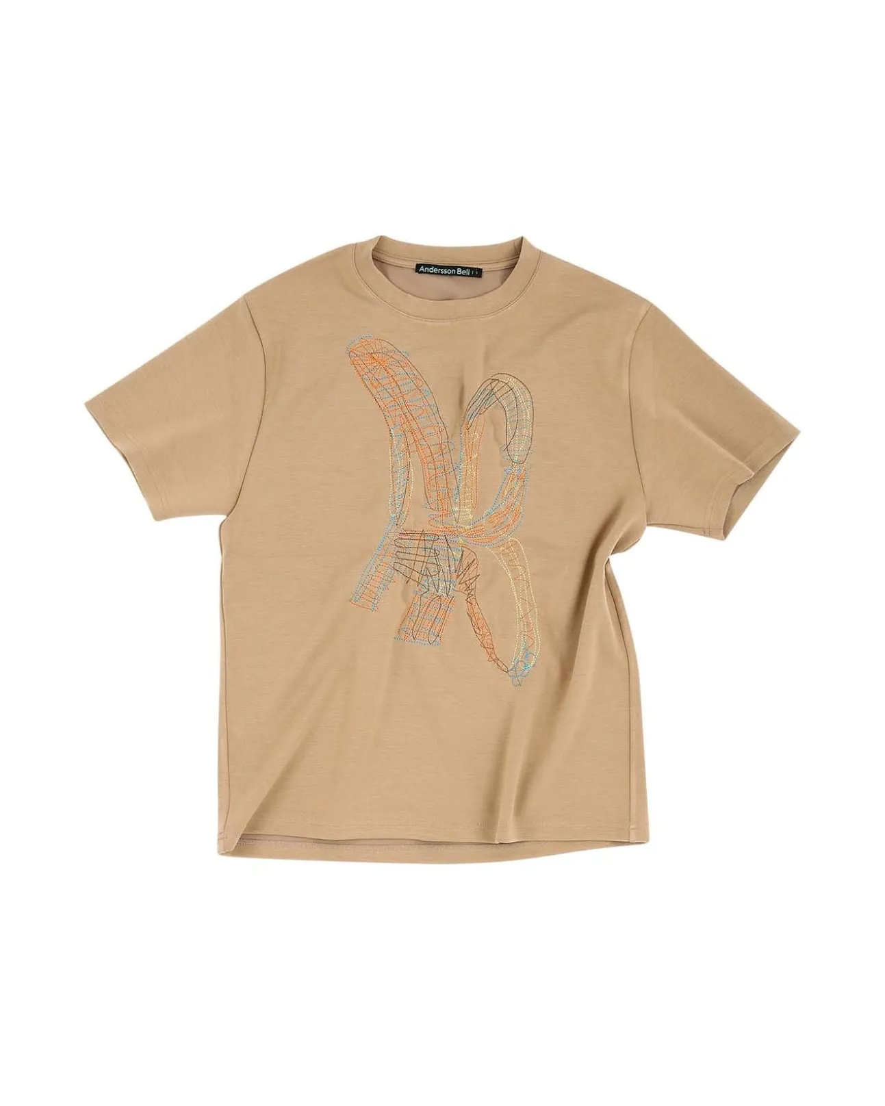 Andersson Bell (Essential) Unisex New Ab Logo Embroidery T-Shirts Atb903U(Beige)-Men T-Shirts