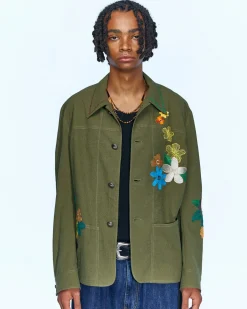 Andersson Bell Flower Embroidery Chore Jacket Awa534M(Khaki)-Men Outerwear
