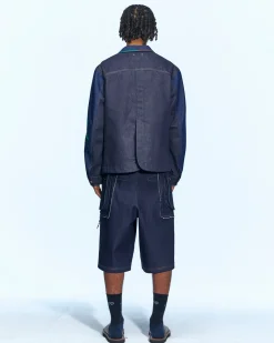 Andersson Bell Flower Embroidery Chore Jacket Awa534M(Indigo)-Men Outerwear