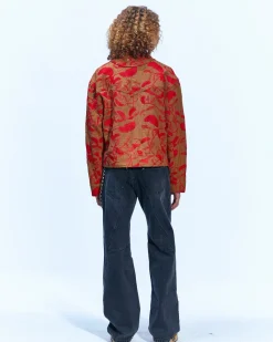 Andersson Bell Flower Embroidery Zip-Up Jacket Awa514M(Beige)-Men Outerwear