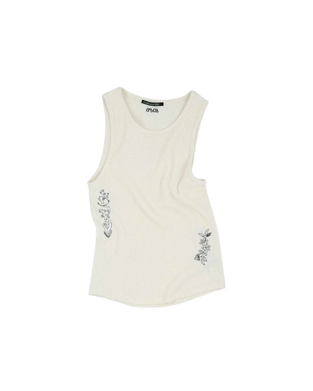 Andersson Bell Flower Man Waffle Sleeveless Atb966M(White)-Men T-Shirts