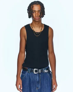 Andersson Bell Flower Man Waffle Sleeveless Atb966M(Black)-Men T-Shirts