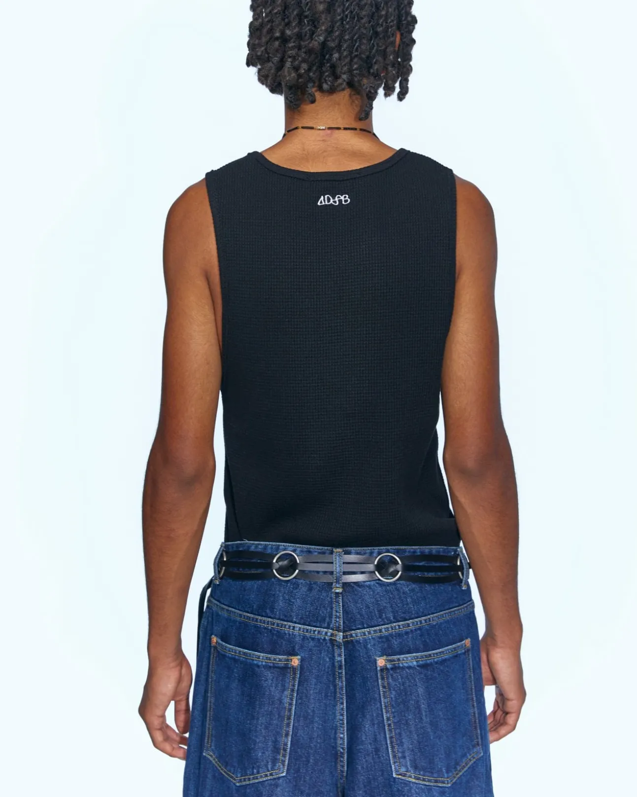 Andersson Bell Flower Man Waffle Sleeveless Atb966M(Black)-Men T-Shirts