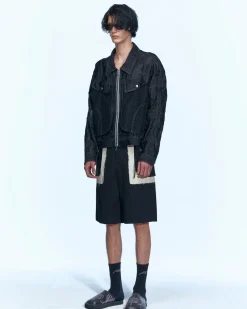 Andersson Bell Flower Sheer Zip-Up Jacket Awa532M(Black)-Men Outerwear