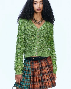 Andersson Bell Fringe Two Way Short Cardigan Atb872W(Green)-Women Outerwear