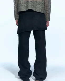 Andersson Bell Glen Overdyed Wrap Straight-Leg Jeans Apa645M(Black)-Men Trousers
