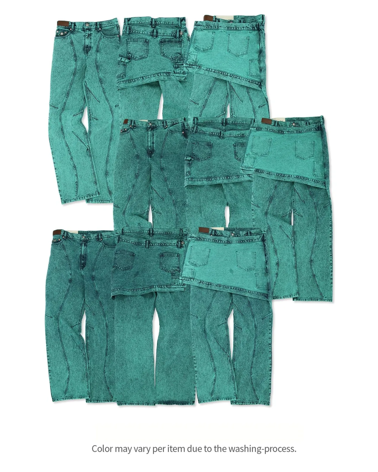 Andersson Bell Glen Overdyed Wrap Straight-Leg Jeans Apa643W(Bluegreen)-Women Jeans