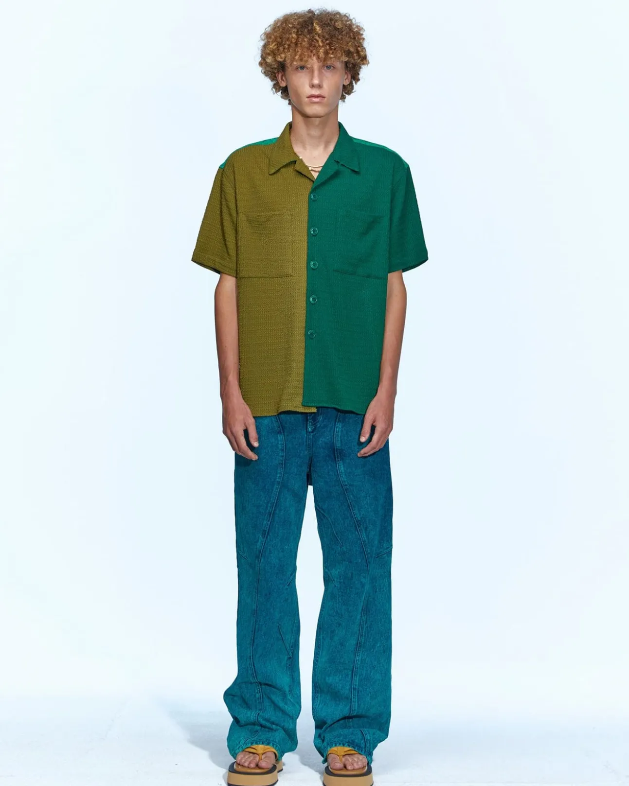 Andersson Bell Glen Overdyed Wrap Straight-Leg Jeans Apa645M(Bluegreen)-Men Trousers