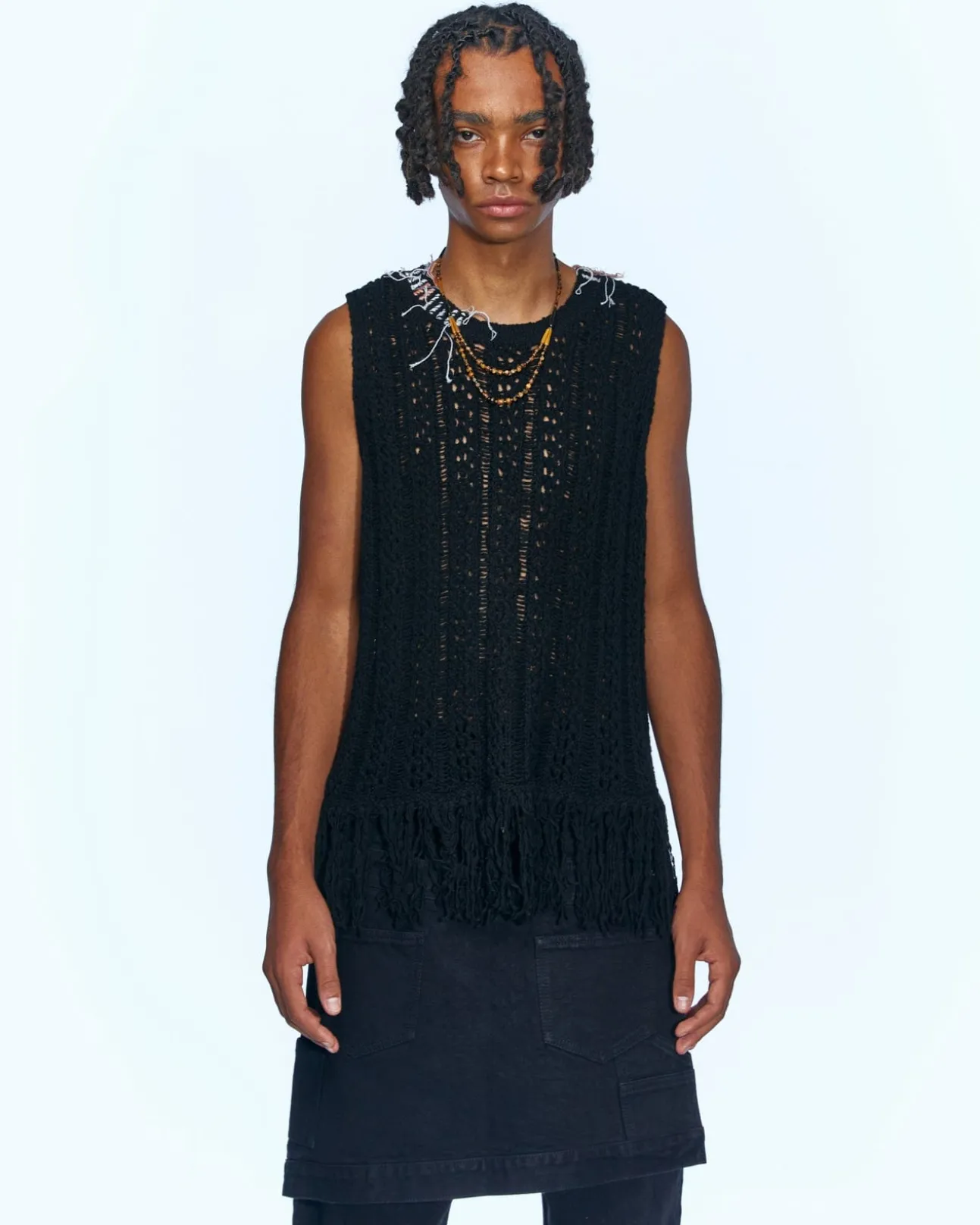 Andersson Bell Gorden Cable Knit Vest Atb957M(Black)-Men Knitwear