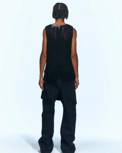 Andersson Bell Gorden Cable Knit Vest Atb957M(Black)-Men Knitwear