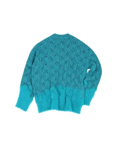 Andersson Bell Guela Net Crew Neck Sweater Atb857M(Blue)-Men Knitwear