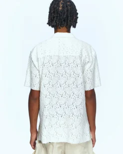 Andersson Bell Half Sheer Flower Lace Shirts Atb951M(Ecru)-Men Shirts