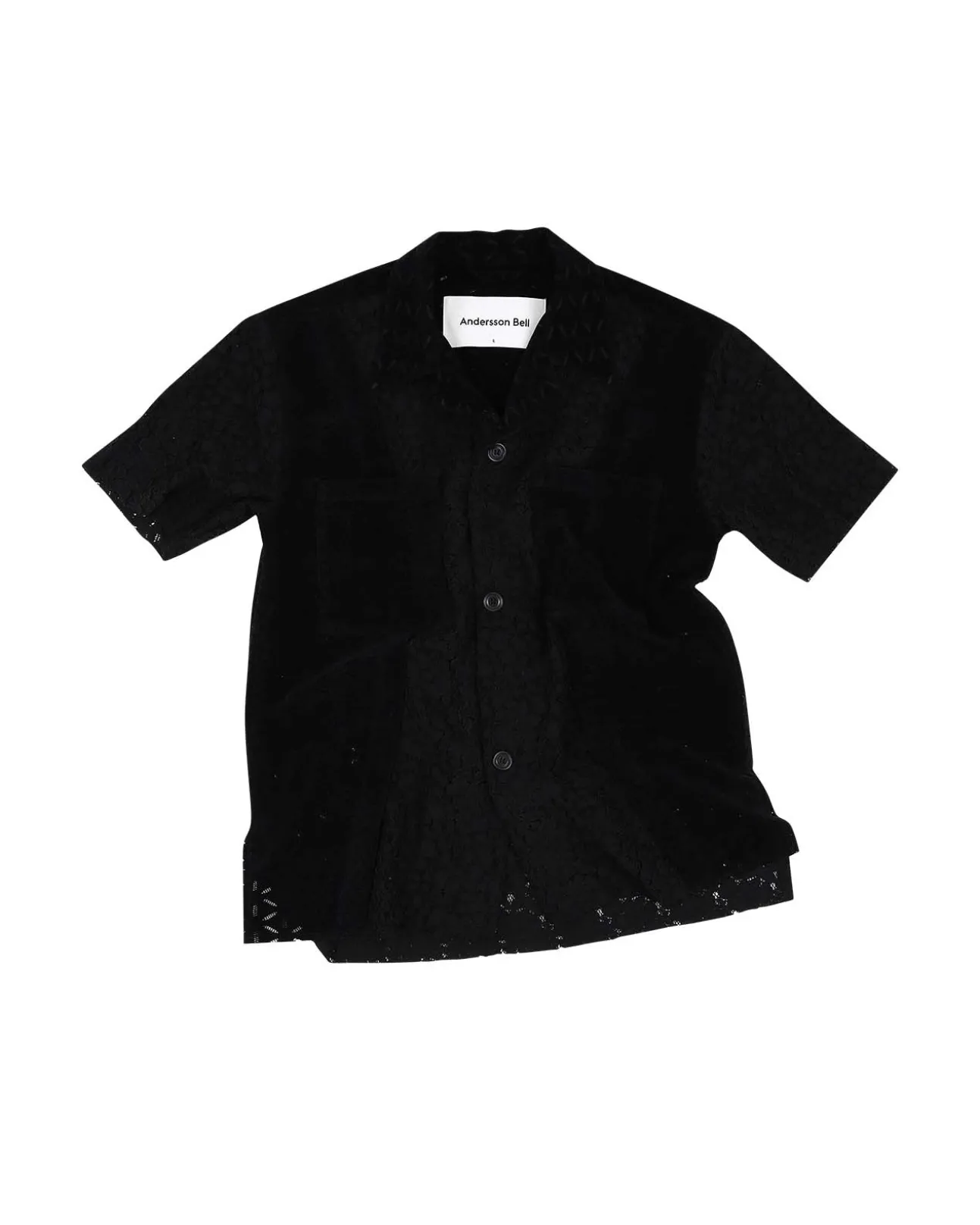 Andersson Bell Half Sheer Flower Lace Shirts Atb951M(Black)-Men Shirts