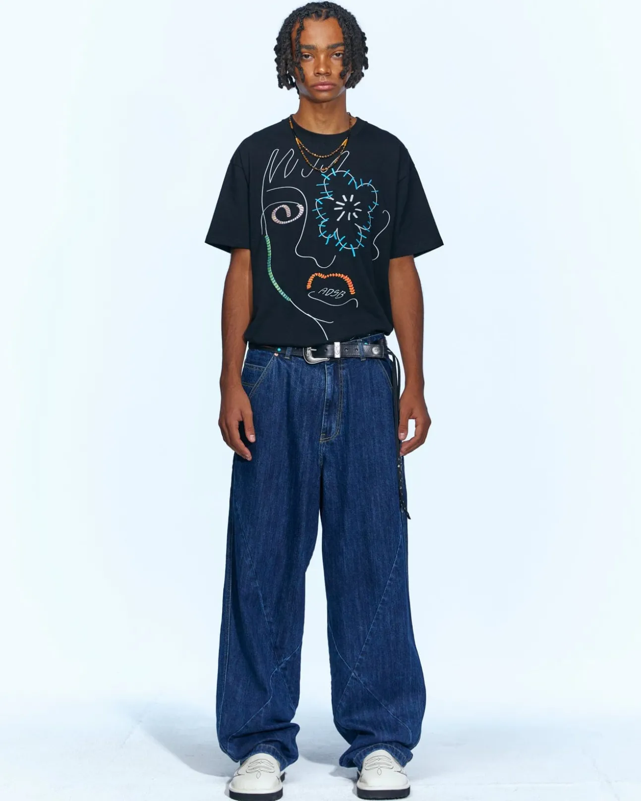 Andersson Bell Huge Boy Wide-Leg Jeans Apa646M(Blue)-Men Trousers