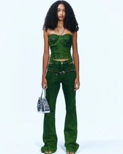 Andersson Bell Joan Double Waist Denim Apa605W(Green)-Women Jeans