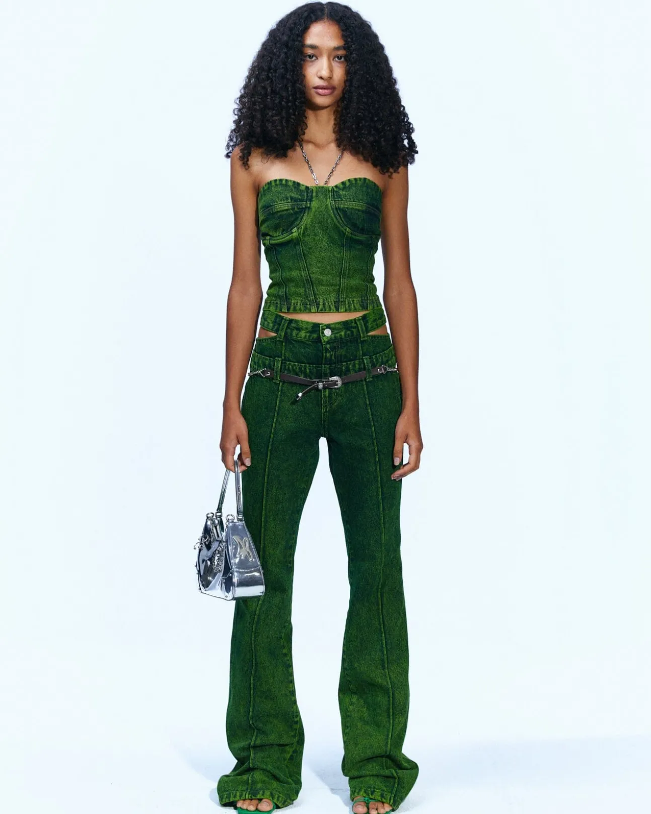 Andersson Bell Joan Double Waist Denim Apa605W(Green)-Women Jeans