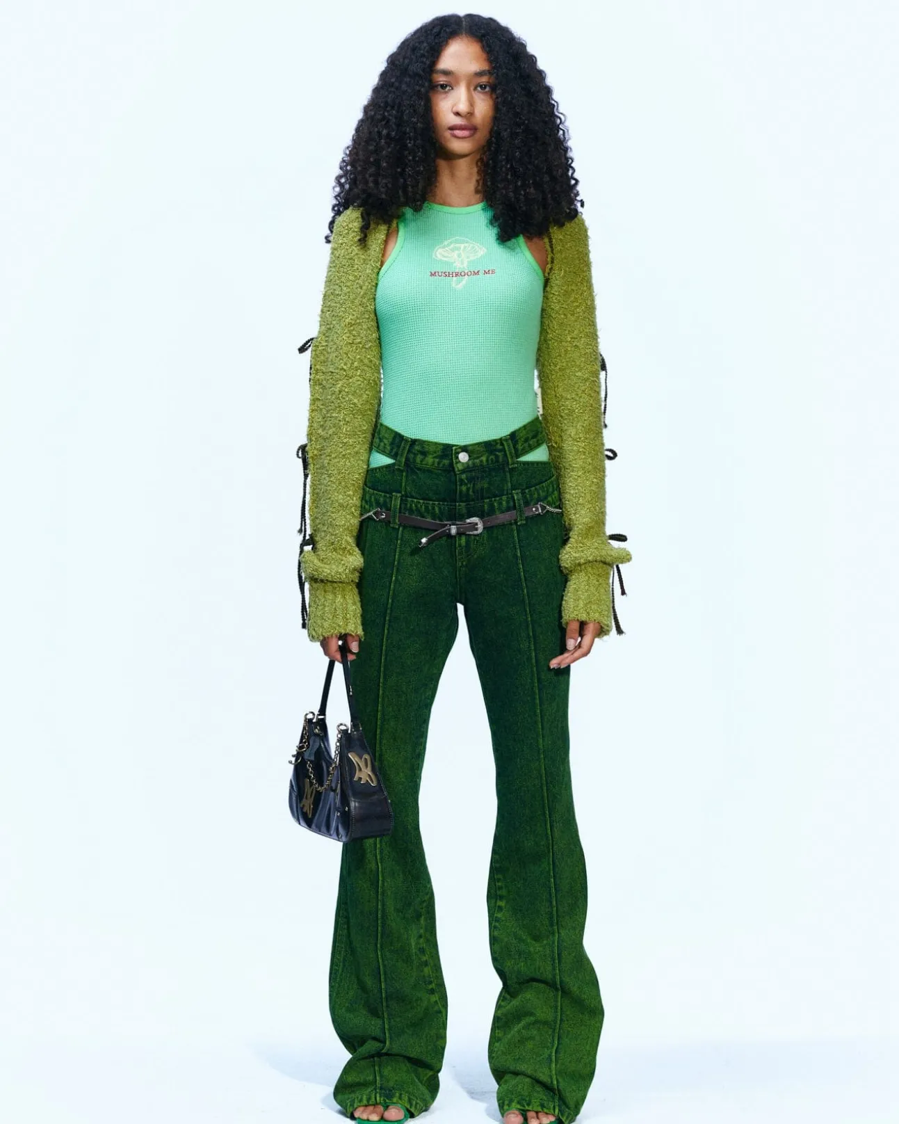 Andersson Bell Joan Double Waist Denim Apa605W(Green)-Women Jeans