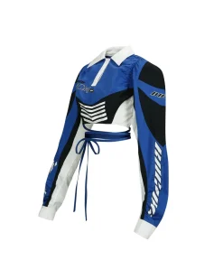 Andersson Bell Josie Racing Crop Shirts Atb925W(Blue)-Women Tops