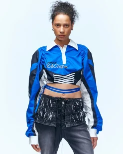 Andersson Bell Josie Racing Crop Shirts Atb925W(Blue)-Women Tops