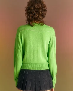 Andersson Bell Joy Argyle String Short Cardigan Atb699W(Green)-Women Knitwear