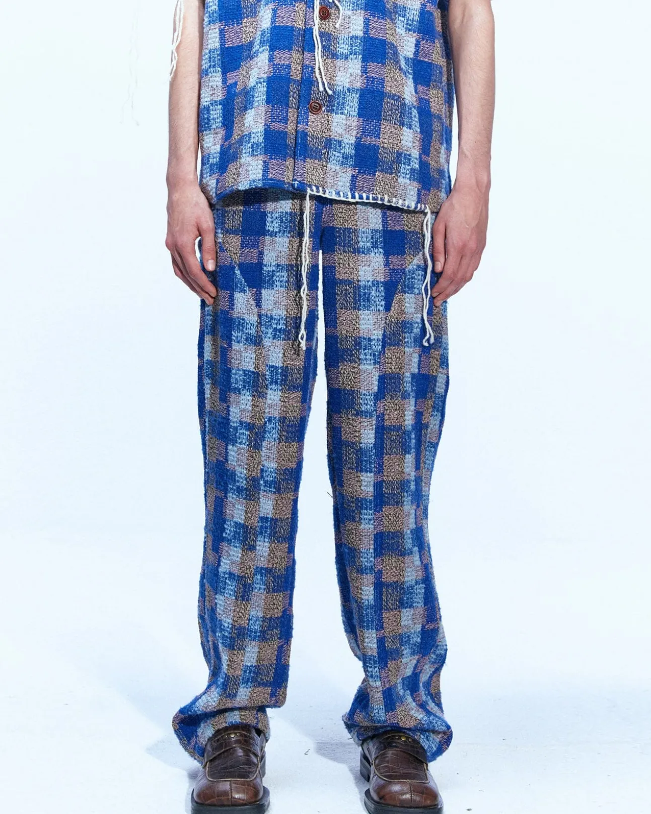 Andersson Bell Kenley Check Beach Pants Apa593M(Blue)-Men Trousers