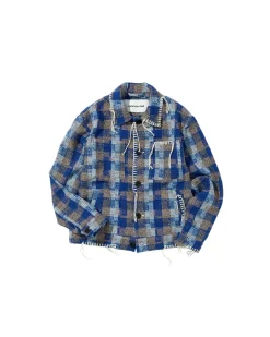 Andersson Bell Kenley Check Work Jacket Awa513M(Blue)-Men Outerwear