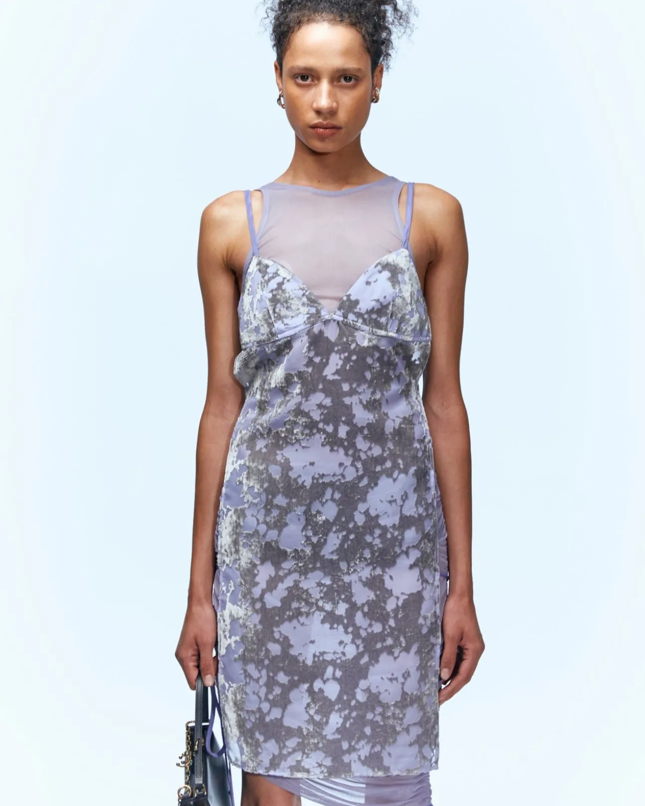 Andersson Bell Kira See-Through Velvet Layered Dress Atb940W(Pale Purple)-Women Dresses