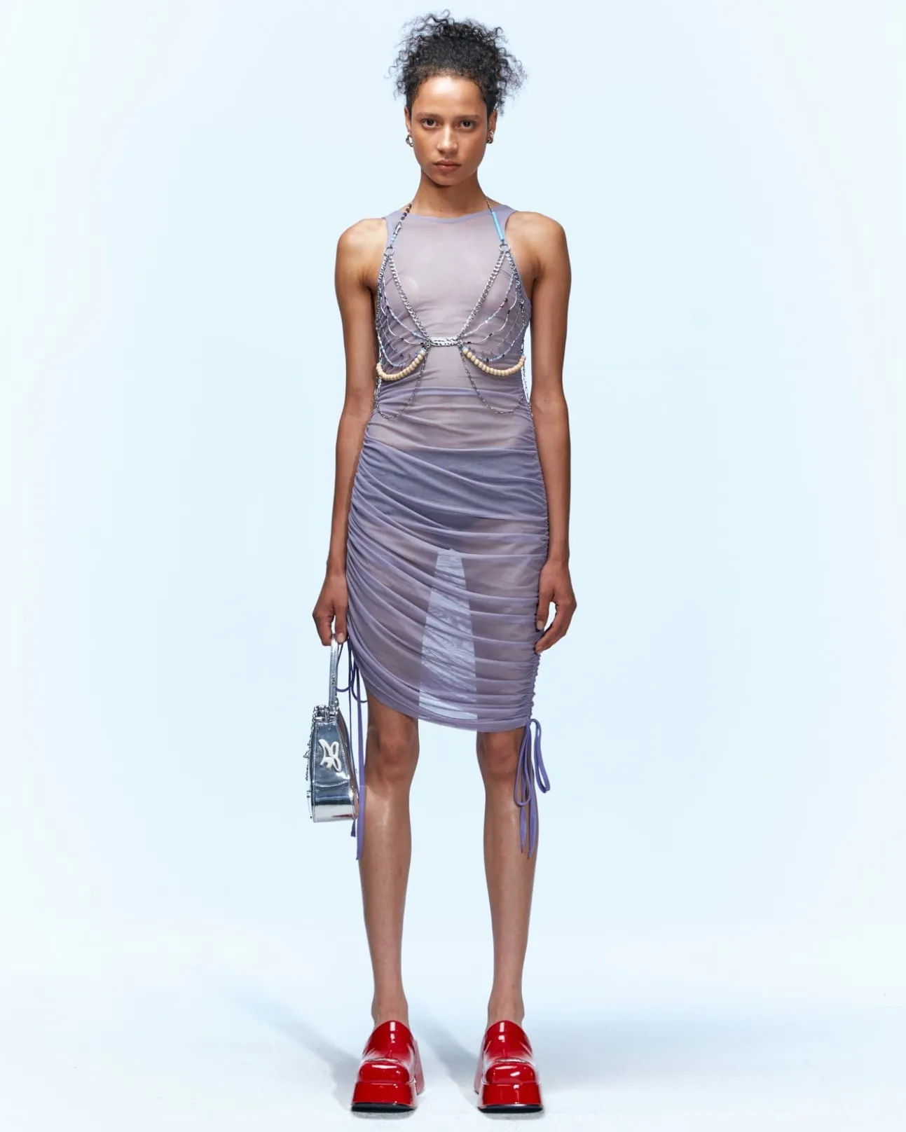 Andersson Bell Kira See-Through Velvet Layered Dress Atb940W(Pale Purple)-Women Dresses