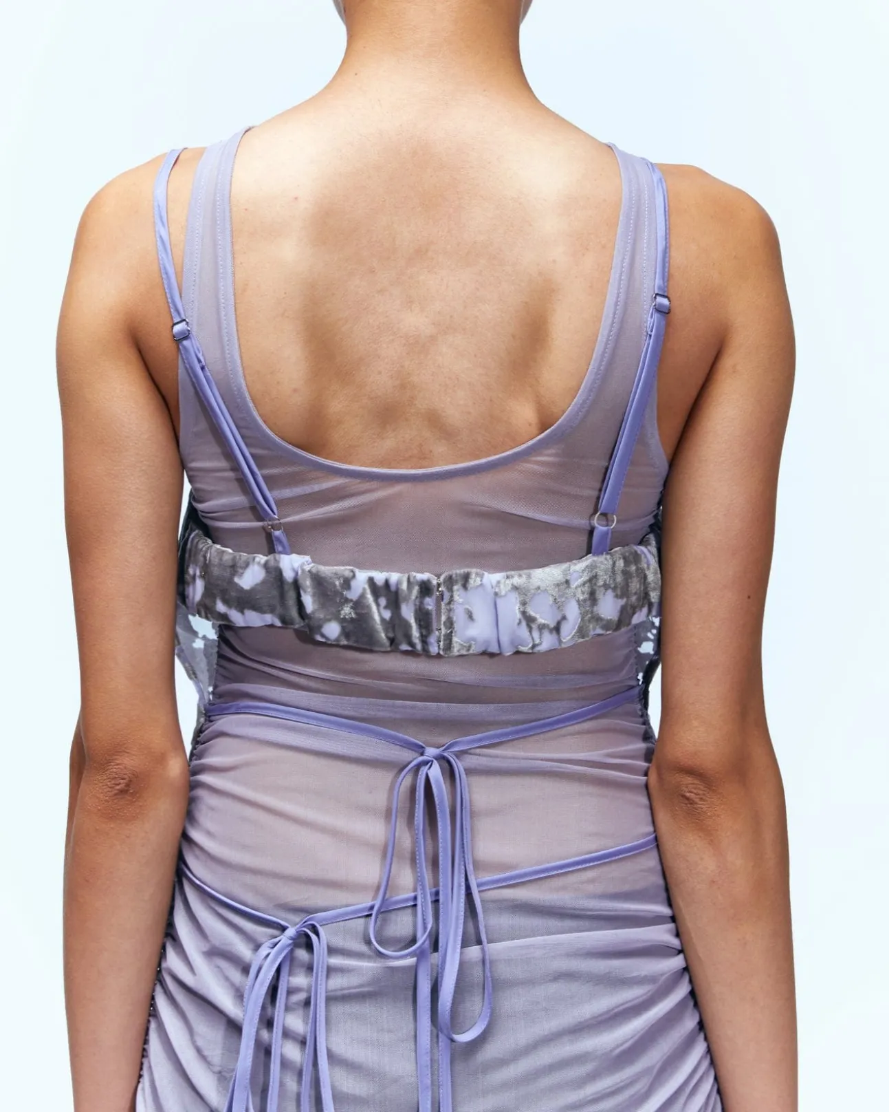 Andersson Bell Kira See-Through Velvet Layered Dress Atb940W(Pale Purple)-Women Dresses