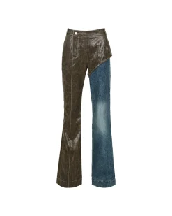 Andersson Bell Lance Jeans Hybrid Faux Leather Trousers Apa636W(Brown)-Women Trousers