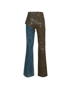 Andersson Bell Lance Jeans Hybrid Faux Leather Trousers Apa636W(Brown)-Women Trousers