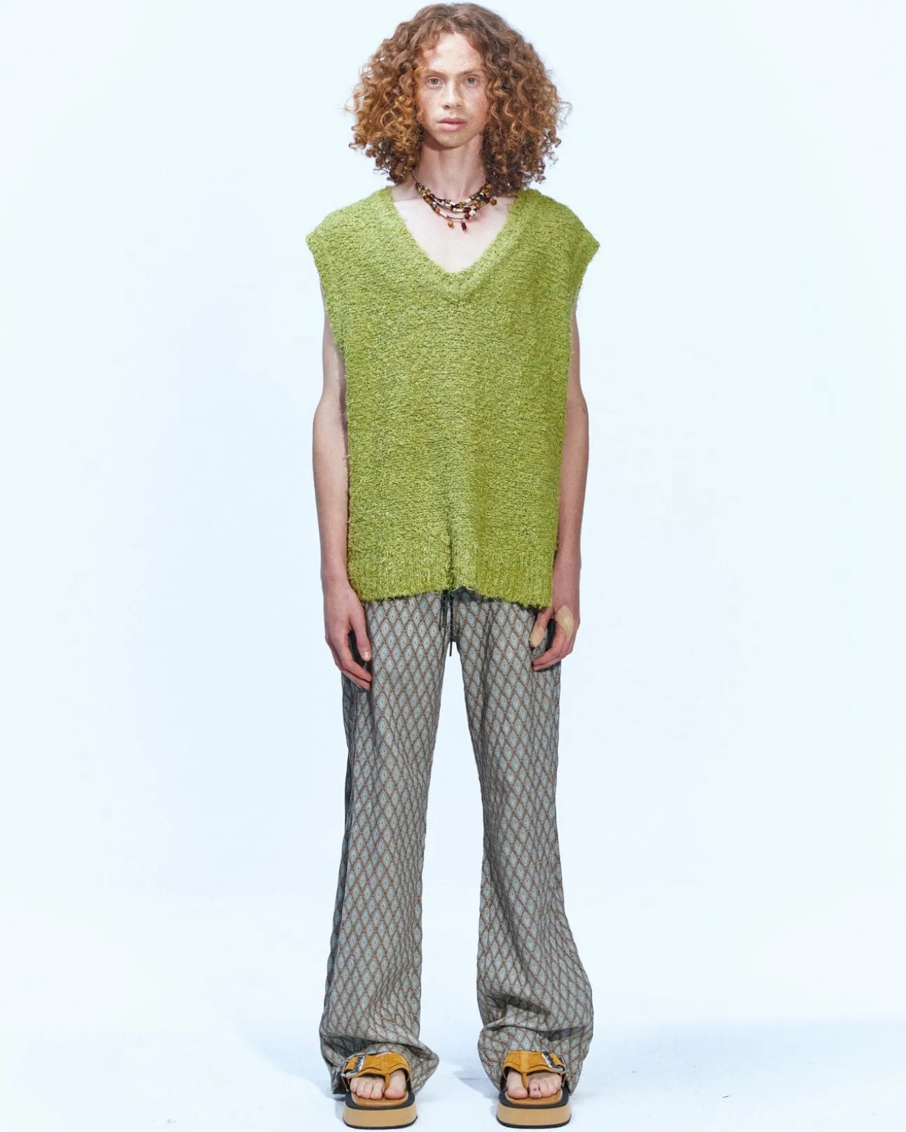 Andersson Bell Layie Leaf Vest (Italian Yarn) Atb868M(Green)-Men Knitwear