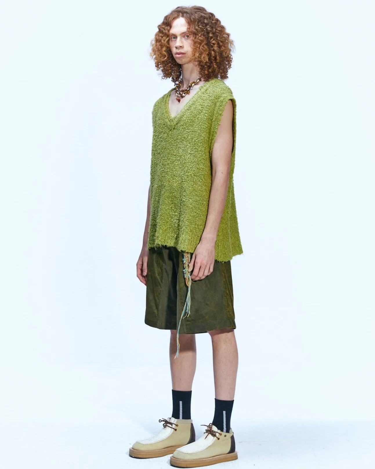 Andersson Bell Layie Leaf Vest (Italian Yarn) Atb868M(Green)-Men Knitwear