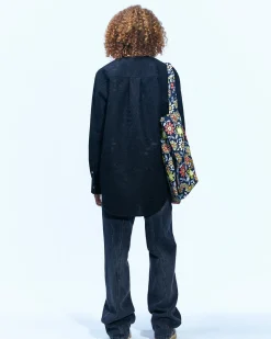 Andersson Bell Leaf Embroidery Collarless Shirt Atb847M(Black)-Men Shirts