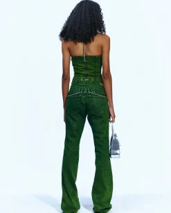 Andersson Bell Lola Denim Bustier Atb884W(Green)-Women Tops