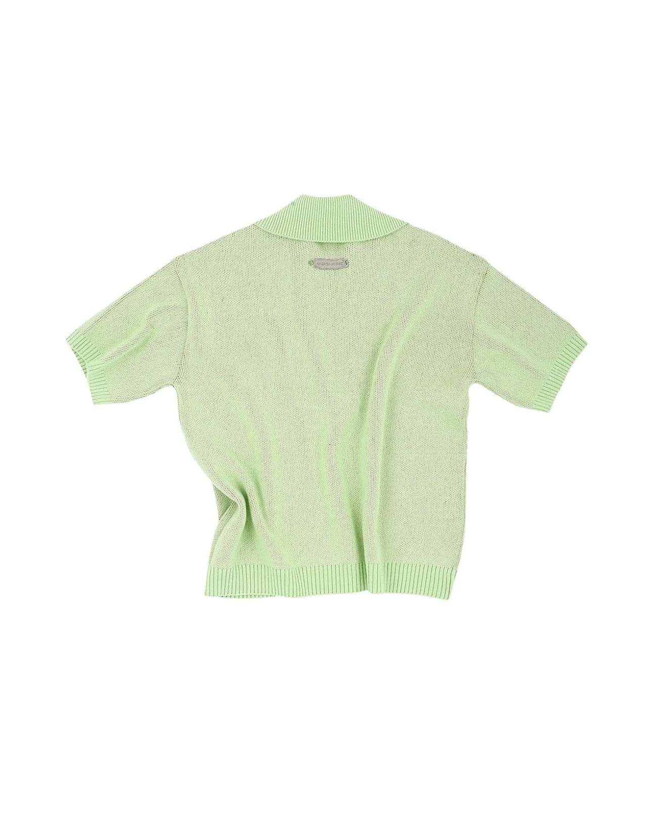 Andersson Bell London Argyle Jacquard Short Sleeve Polo Knit Atb865M(Lime)-Men Knitwear
