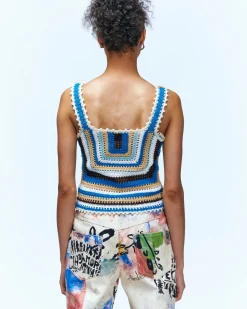 Andersson Bell Love Riri Crochet Heart Top Atb736W(Orange/Blue)-Women Tops