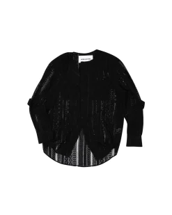 Andersson Bell Lunar Sheer Collarless Shirt Atb955M(Black)-Men Shirts