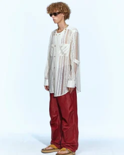 Andersson Bell Lunar Sheer Collarless Shirt Atb955M(Ecru)-Men Shirts