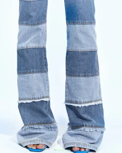 Andersson Bell Mahina Blocking Patchwork Jeans Apa607W(Washed Blue)-Women Jeans