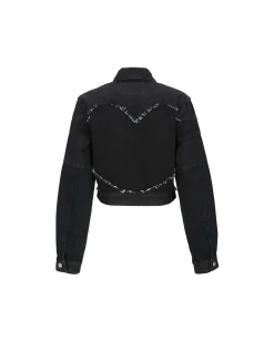 Andersson Bell Mahina Blocking Patchwork Denim Jacket Awa519W(Black)-Women Outerwear