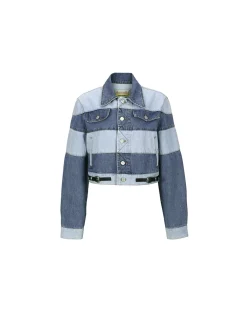 Andersson Bell Mahina Blocking Patchwork Denim Jacket Awa519W(Washed Blue)-Women Outerwear