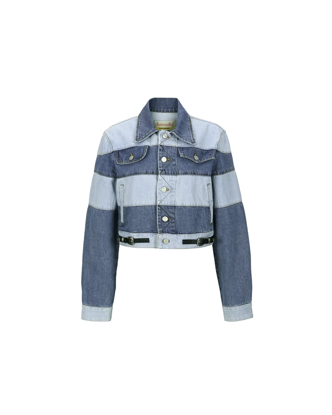 Andersson Bell Mahina Blocking Patchwork Denim Jacket Awa519W(Washed Blue)-Women Outerwear