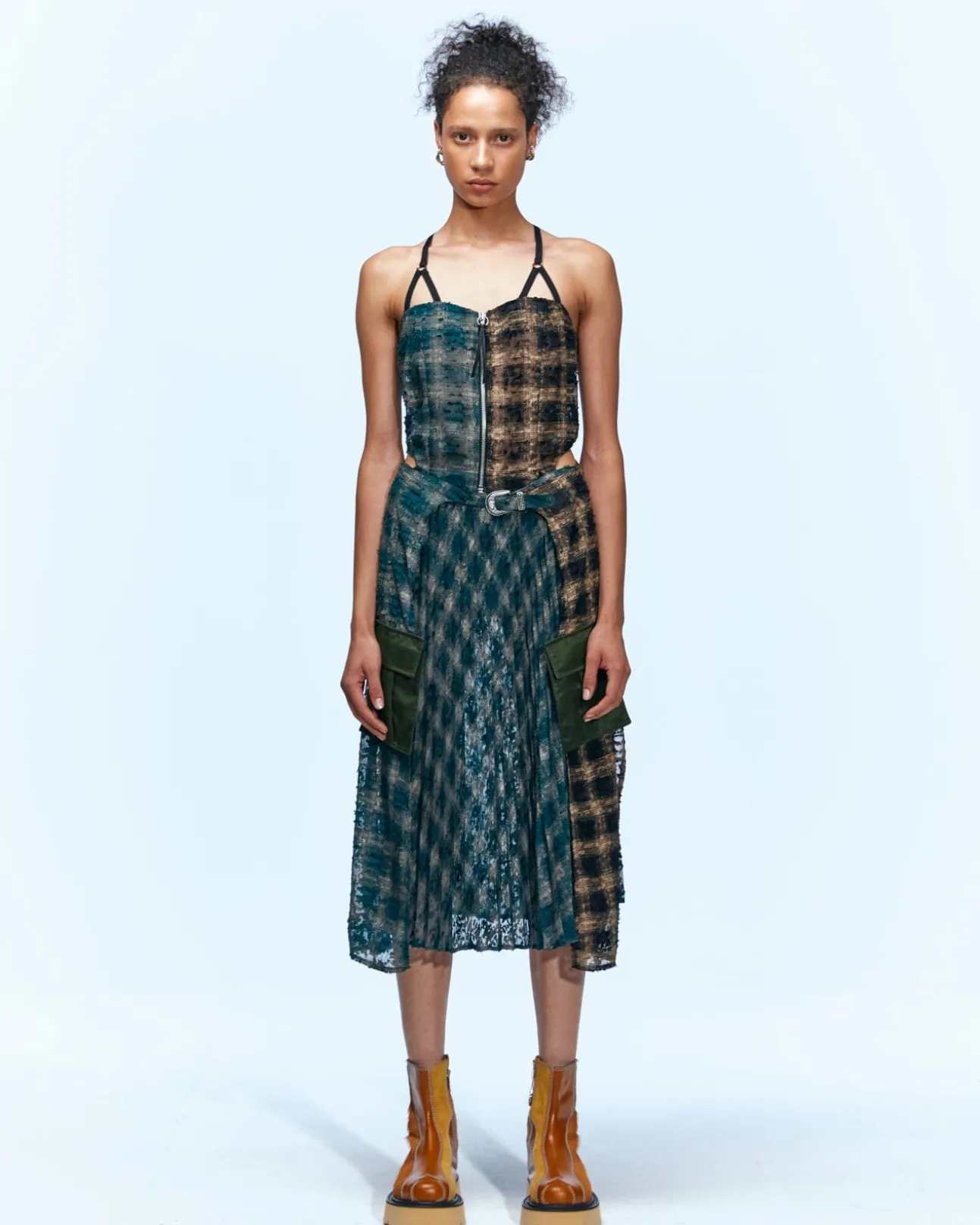 Andersson Bell Maja See-Through Combo Dress Atb934W(Green)-Women Dresses