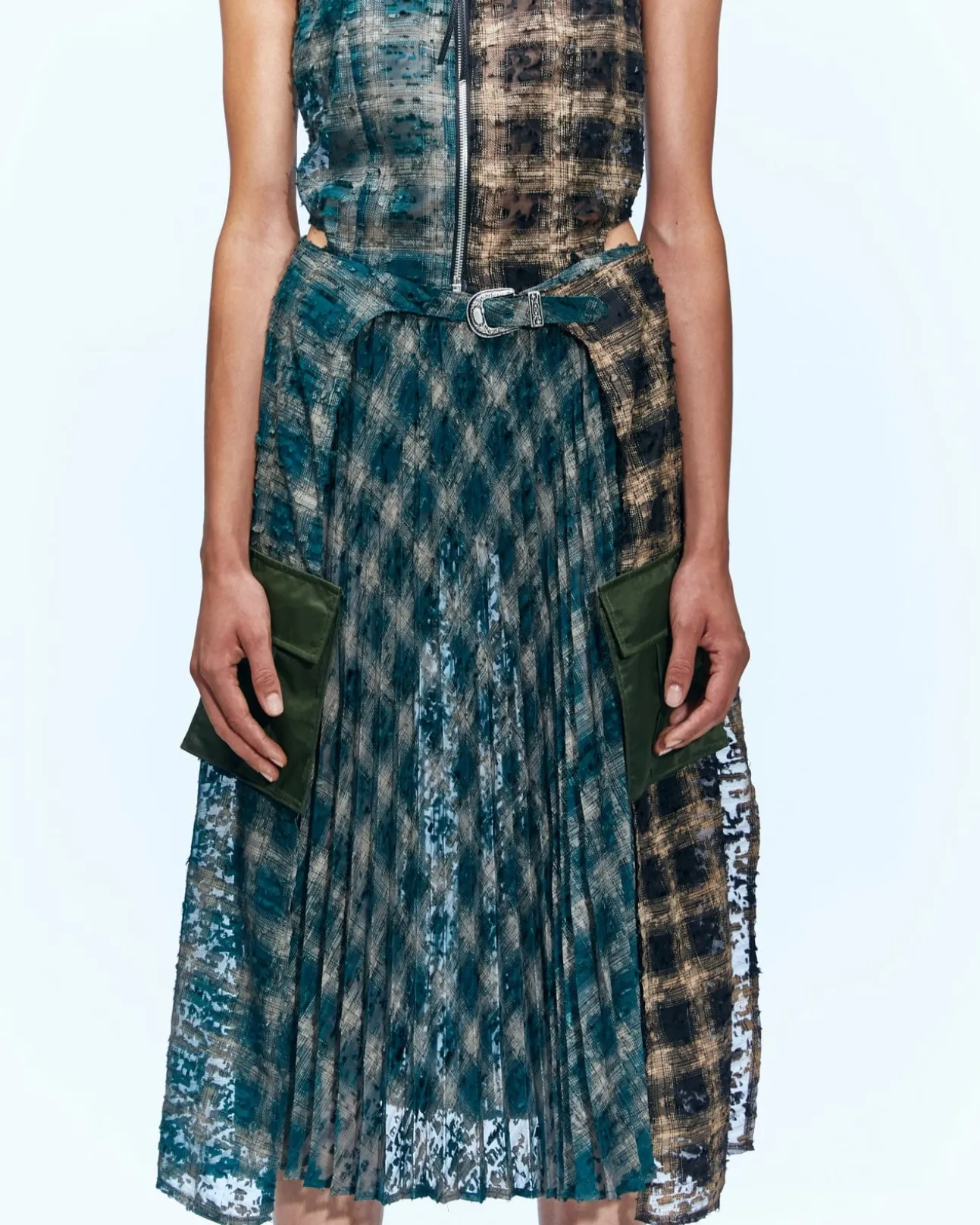 Andersson Bell Maja See-Through Combo Dress Atb934W(Green)-Women Dresses