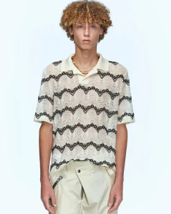 Andersson Bell Majorca Sheer Collar Knit Atb963M(Beige)-Men Knitwear