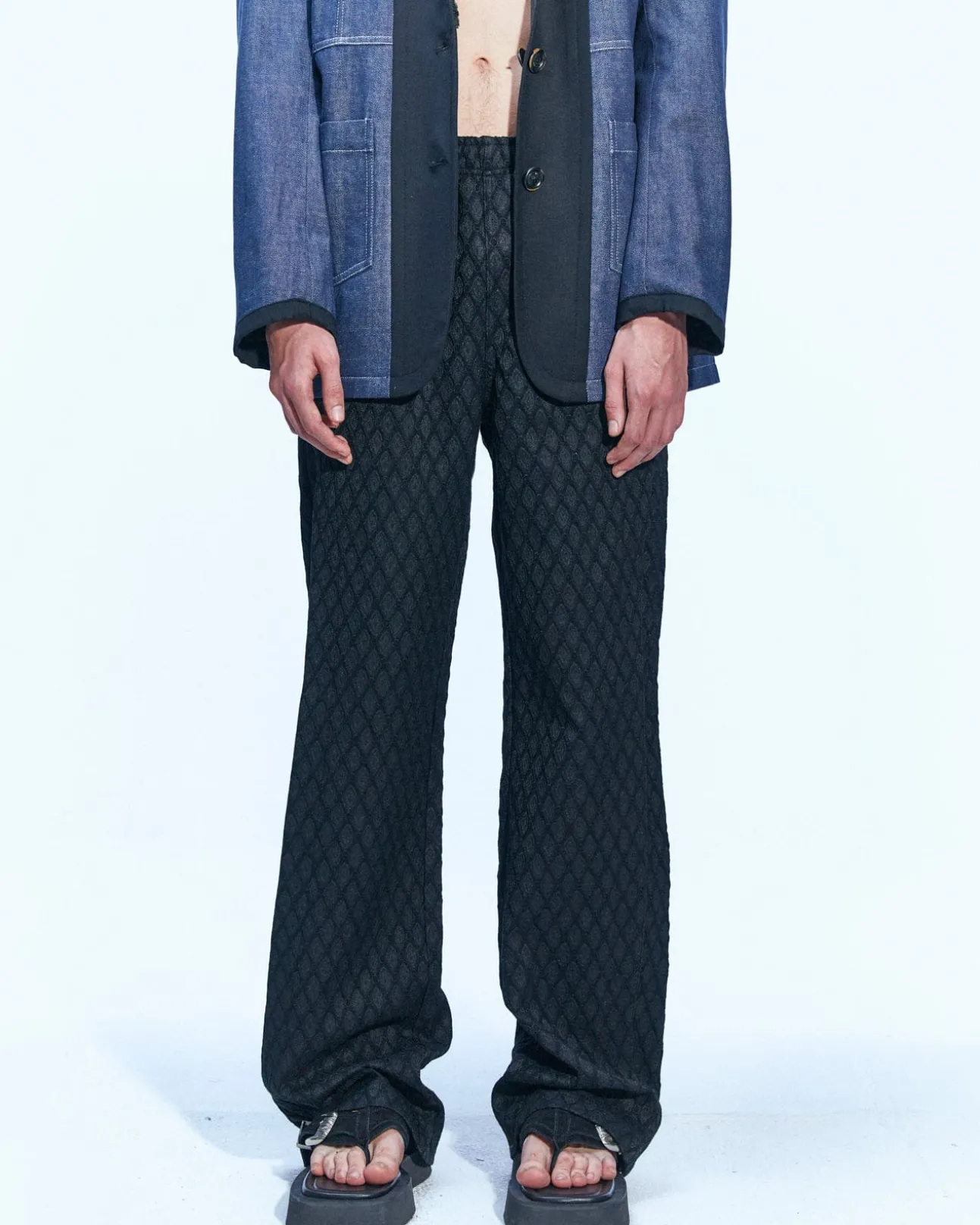 Andersson Bell Makeni Jacquard Track Pants Apa590M(Black)-Men Trousers